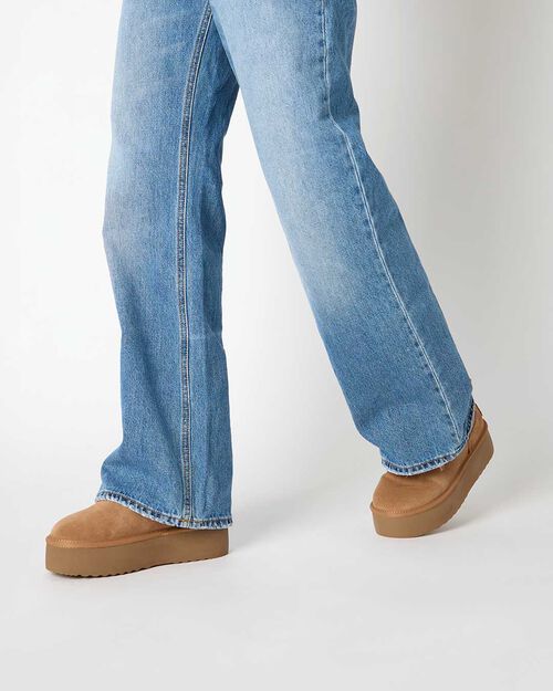 Bottines d'hiver camel en daim avec talon de 4,5 cm, CAMEL