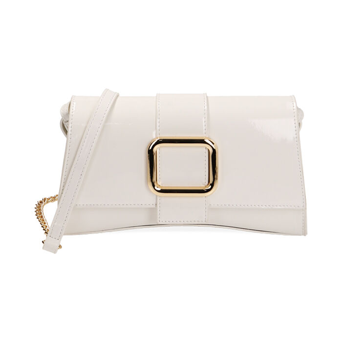 Borsa a spalla bianca in vernice, Primadonna, 215124657VEBIANUNI