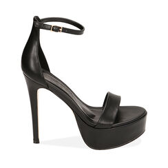 Sandali neri con plateau, tacco 13 cm, 212187501EPNERO036, 001a