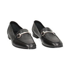 Mocassin noir en cuir, Chaussures, 257725524PENERO036, 003 preview