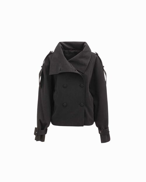 Giacca nera doppiopetto da donna, BLACK