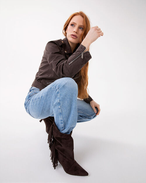 Tronchetti testa di moro tacco 6,3 cm, DK BROWN