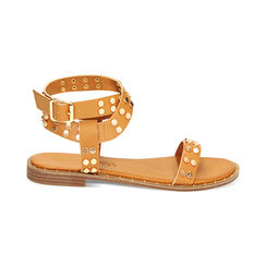 Sandali bassi cognac con borchie, Ultime occasioni, 234922831EPCOGN036, 001 preview