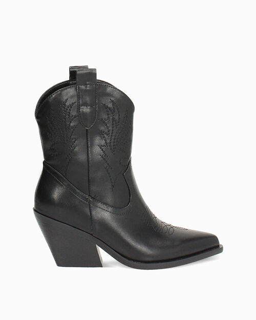 Tronchetto texano da donna con tacco 8 cm, BLACK