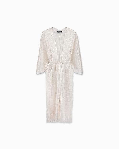 Poncho femme blanc or en tissu, 