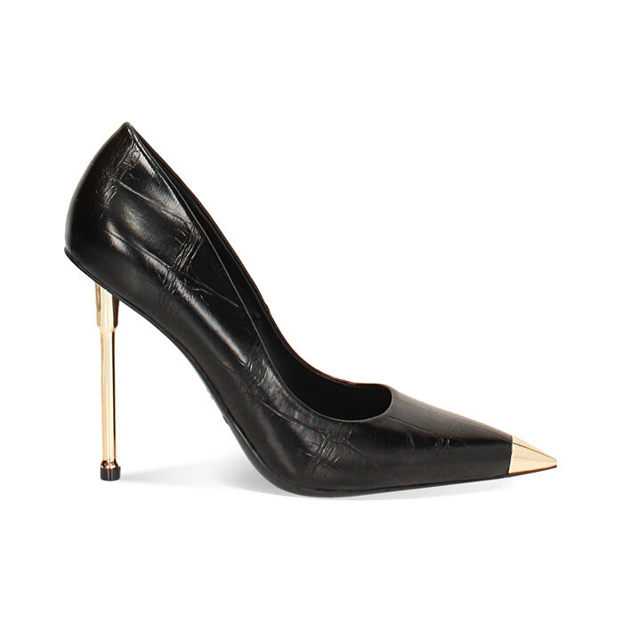 Décolleté nera con stampa cocco tacco 11 cm, Primadonna, 262188802CCNERO035