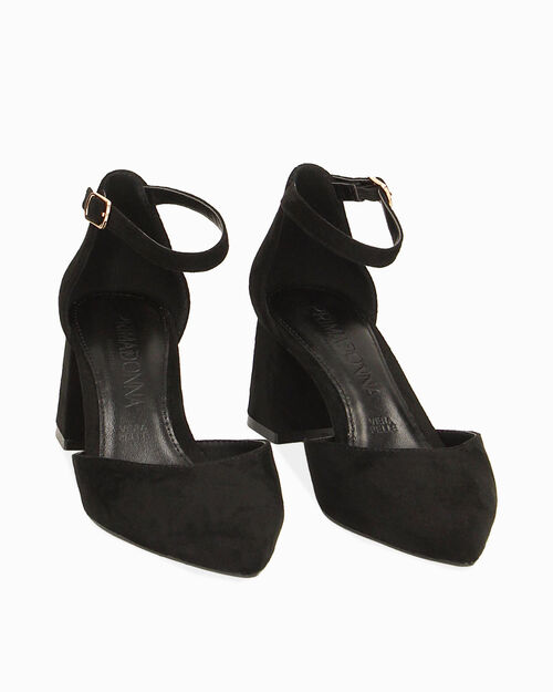 D&eacute;collet&eacute; Open Shank nere in microfibra, tacco 6 cm, BLACK