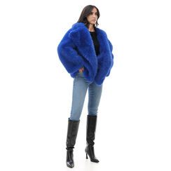 Cappotto in pelo sintetico blu cobalto a manica lunga, Primadonna, 24B424510FUBLCOI, 003 preview
