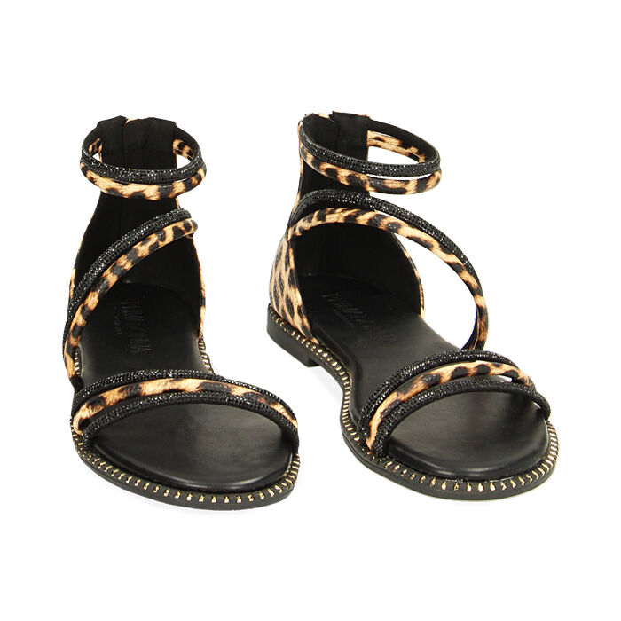 Sandali donna bassi neri con pietre Primadonna Collection