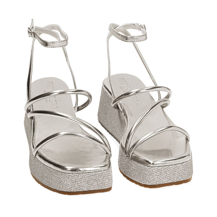 Sandali donna argento zeppa glitter 5 5 cm Primadonna Collection