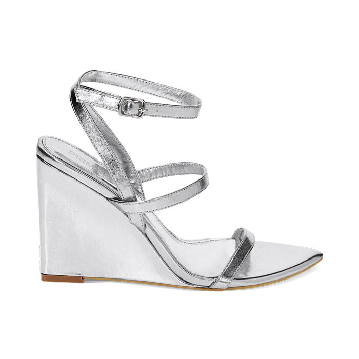 Sandali donna con tacco argento in laminato Primadonna Collection