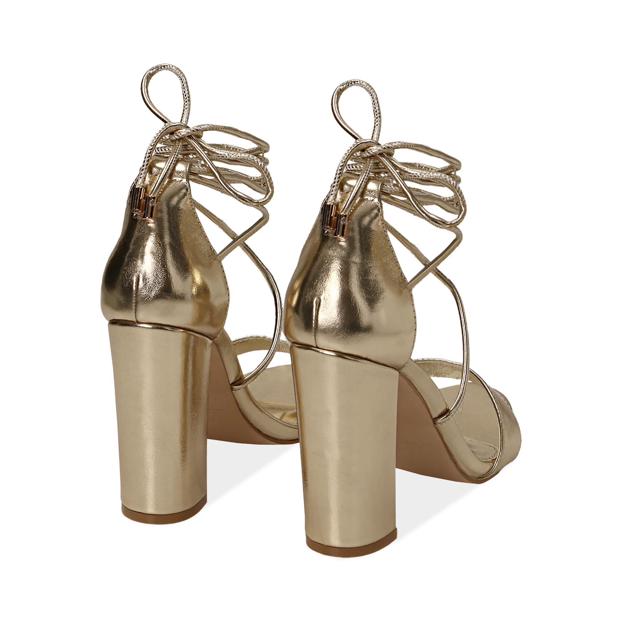 Sandali lace-up oro in eco-pelle laminata, tacco 10,50 cm | Primadonna  Collection