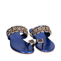 Sandalias flat joya azul laminado, 194909955LMBLUE036, 002a