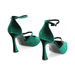 Open shank verdi in velluto, tacco 9,5 cm, Primadonna, 242159745VLVERD039, 003 preview