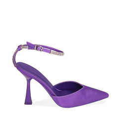 Décolleté slingback viola in raso, tacco 9,5 cm, Primadonna, 214912910RSVIOL036, 001a