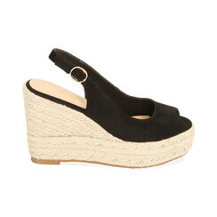 Sandali neri in microfibra, zeppa 10,5 cm, Primadonna, 214981980MFNERO035, 001 preview