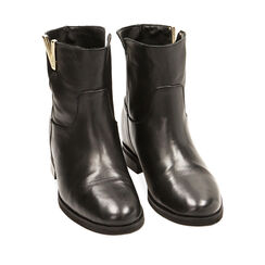 Ankle boots neri in pelle con zeppa, Primadonna, 22L601103PENERO036, 002a