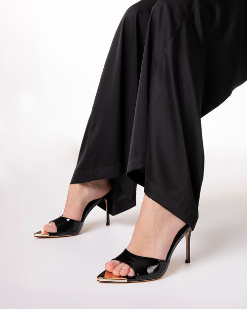 Mules open toe neri tacco 9,5 cm, BLACK