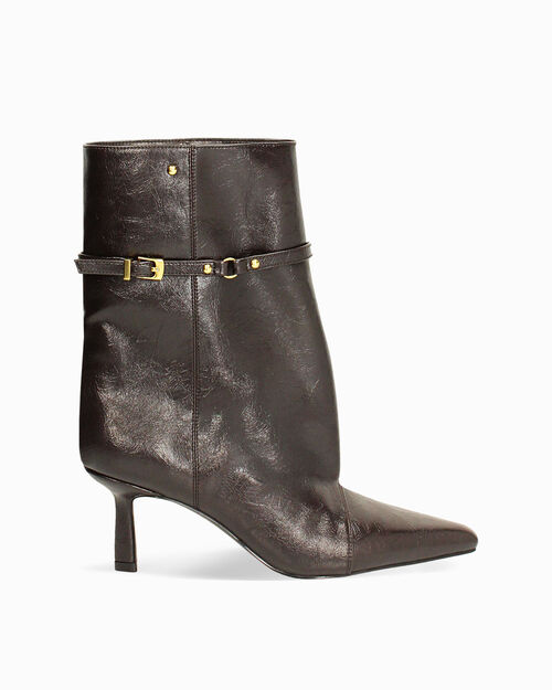 Tronchetti testa di moro tacco 6,5 cm, DK BROWN