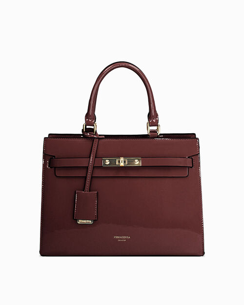 Bolso de mano burdeos con correa removible, BURGUNDY