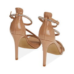 Sandali nude con strass, tacco 10 cm, Primadonna, 212174221VENUDE036, 003 preview
