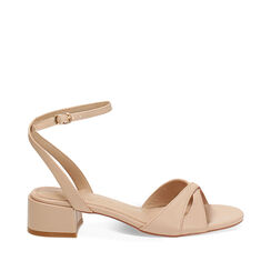 Sandalia con tacón mujer beige elegante, Primadonna, 254802502EPBEIG035, 001a