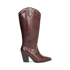 Stivali texani bordeaux con tacco di 7,2 cm, Primadonna, 262734612EPBORD035, 001a