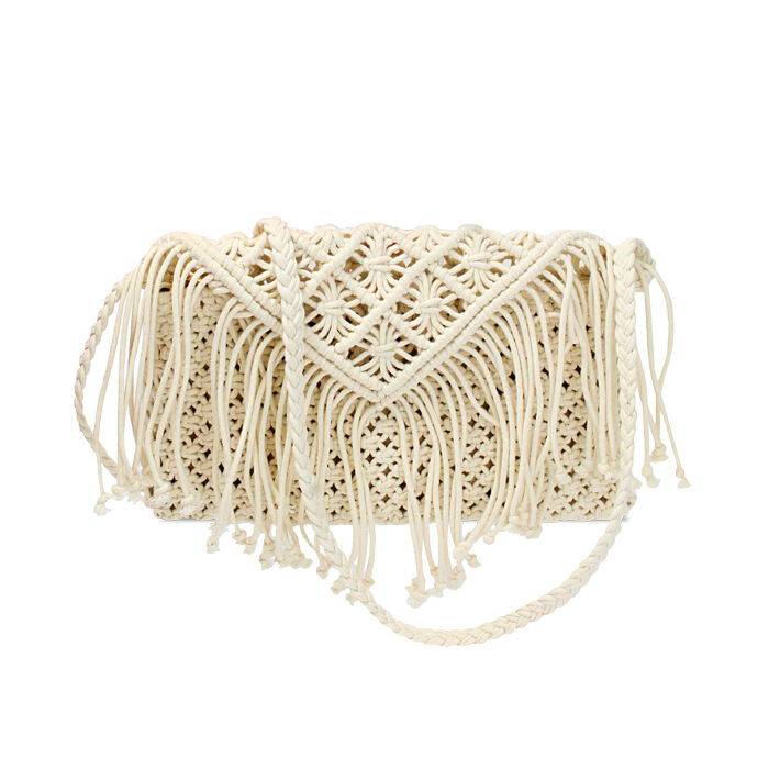 Sac à bandoulière crème pour femme en tissu, Primadonna, 255110505TSPANNUNI