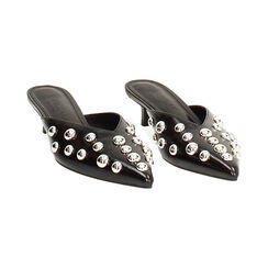 Sabot noir brillant avec clous et talon de 4,2 cm, Primadonna, 264931101SBNERO035, 003 preview