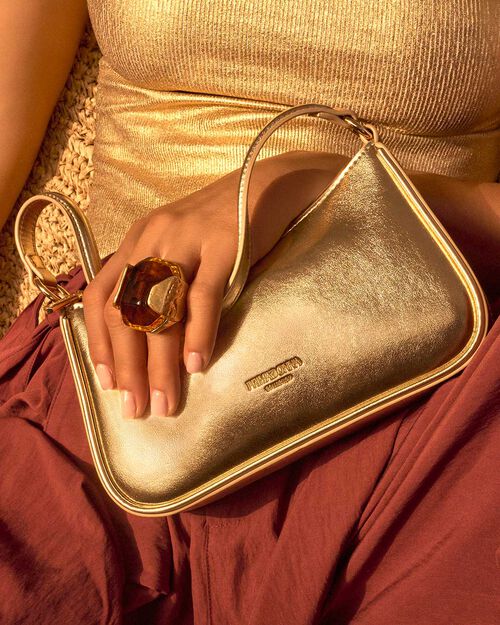 Mini bag oro con tracolla removibile, GOLD