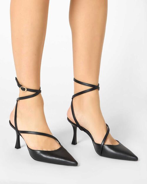 D&eacute;collet&eacute; slingback nere, tacco 8 cm, BLACK
