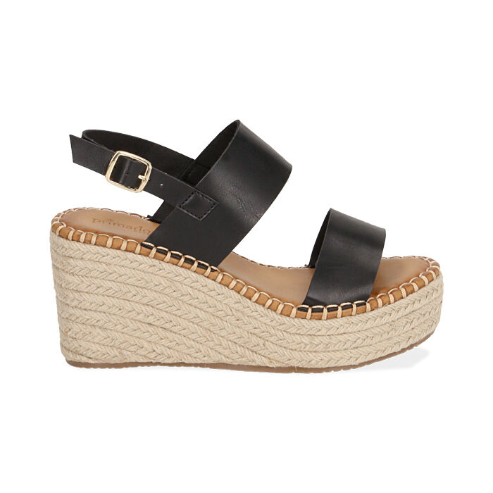 Sandales noires compens es 9 cm Primadonna Collection