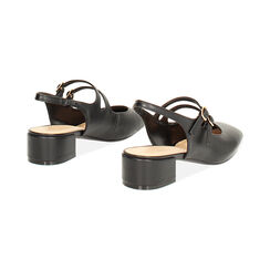 D&eacute;collet&eacute; slingback donna nere con punta arrotondata, tacco 4 cm, Primadonna, 254962778EPNERO035, 004 preview