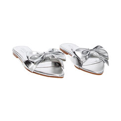 Sandali bassi argento in laminato con fiocco, Primadonna, 234922801LMARGE036, 002 preview