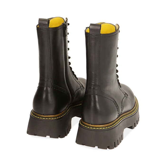 Anfibi da donna nero/giallo in pelle | Primadonna Collection