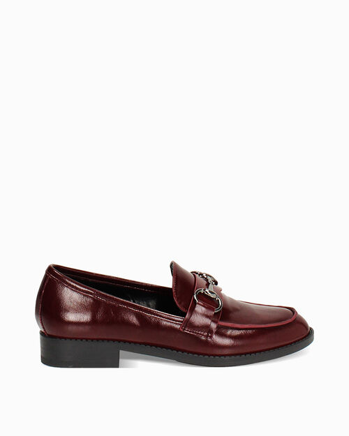 ZAPATOS MOCASIN SINTETICO BRILLANTE BORD, BURGUNDY