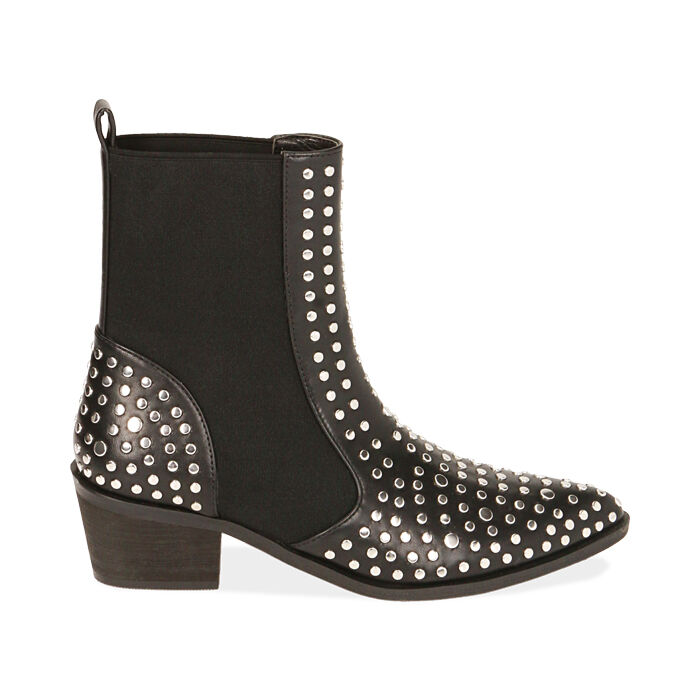 Camperos da donna neri bochiati, tacco 4,5 cm | Primadonna Collection