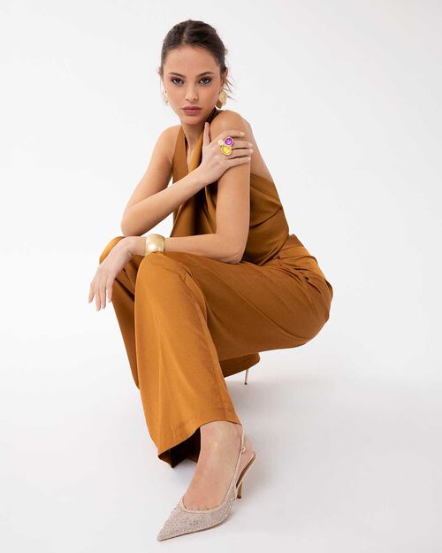 Escarpin slingback dor&eacute; talon 8,4 cm, GOLD