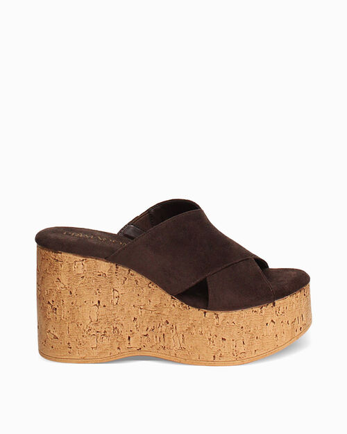 Zeppe testa di moro tacco 9,6 cm, DK BROWN