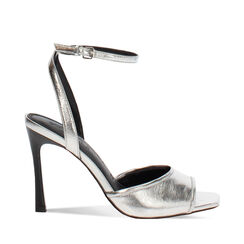 Sandali con tacco argento da donna, altezza 9,5 cm, Primadonna, 26M707350LMARGE035, 001a