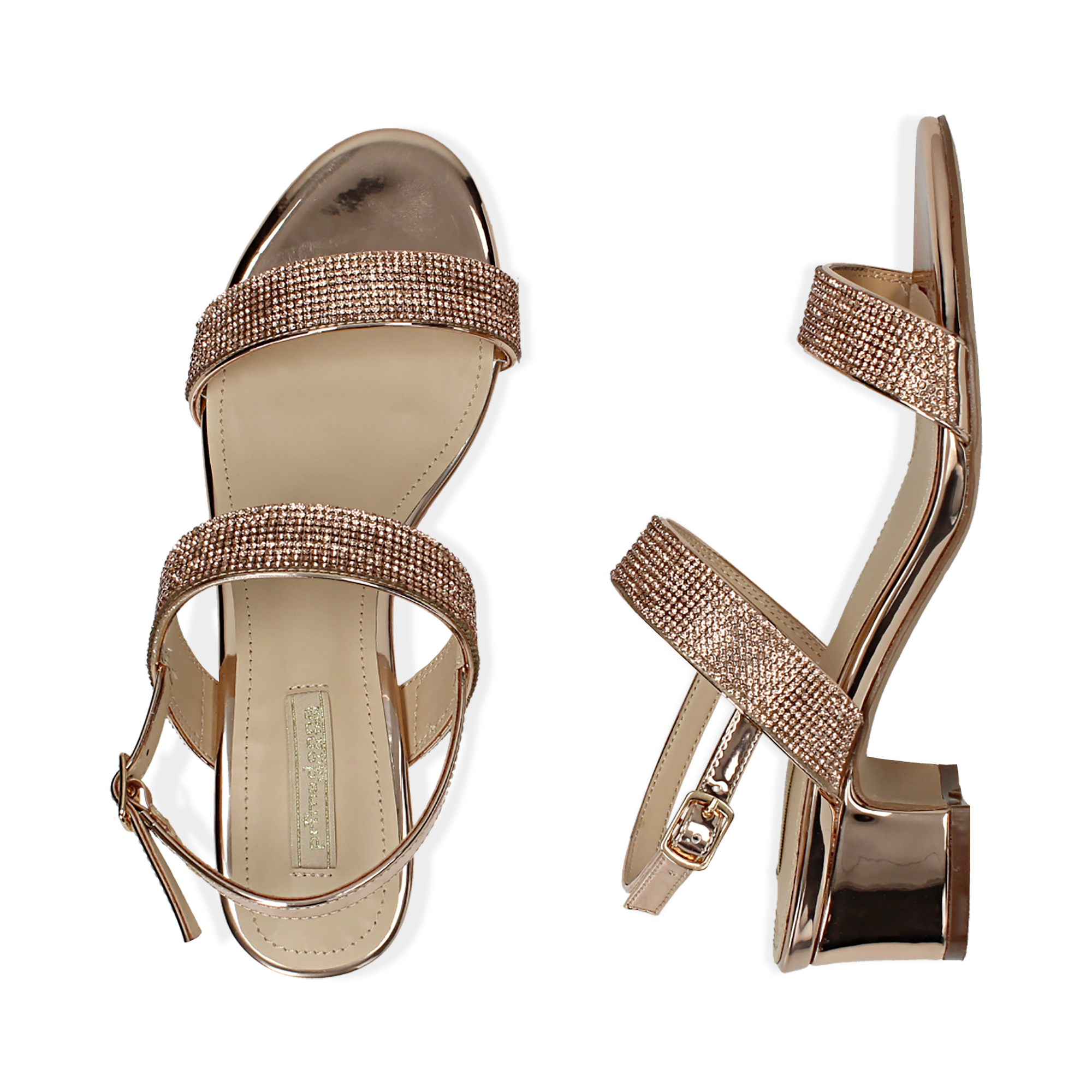 Sandali oro rosa effetto mirror, tacco 4 cm | Primadonna Collection