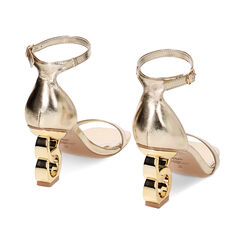 Sandali oro in laminato, tacco scultura 7,7 cm, Ultime occasioni, 234961501LMOROG035, 003 preview