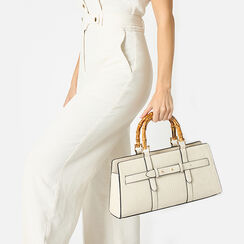 Sac à main femme crème en croco, Primadonna, 25M740312CCPANNUNI, 002a