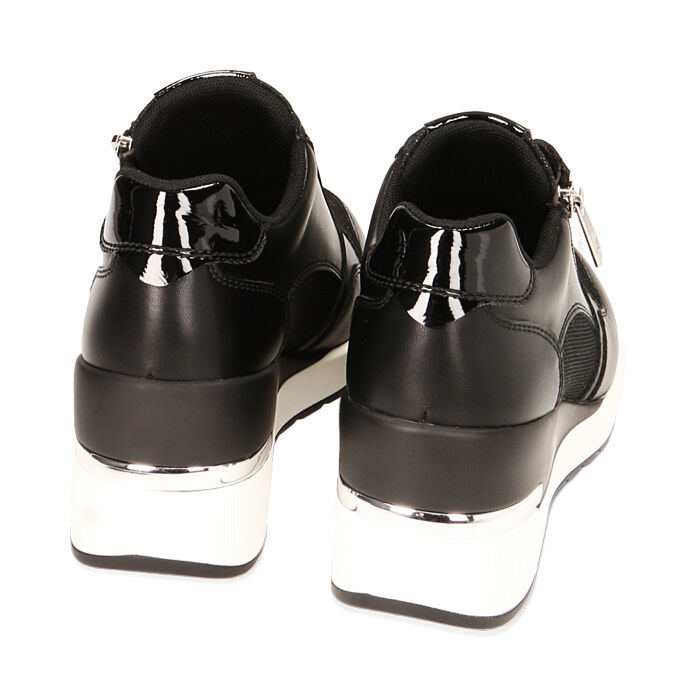 Sneakers donna nere in tessuto zeppa 7 cm Primadonna Collection