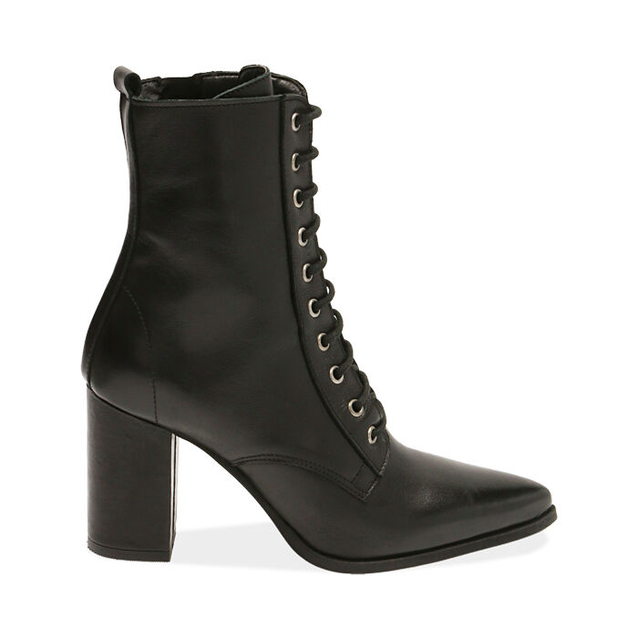 Botines negros para mujer en piel, tacón 9 cm | Primadonna Collection