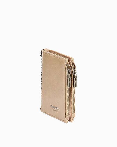 Cartera taupe con cadena met&aacute;lica, TAUPE