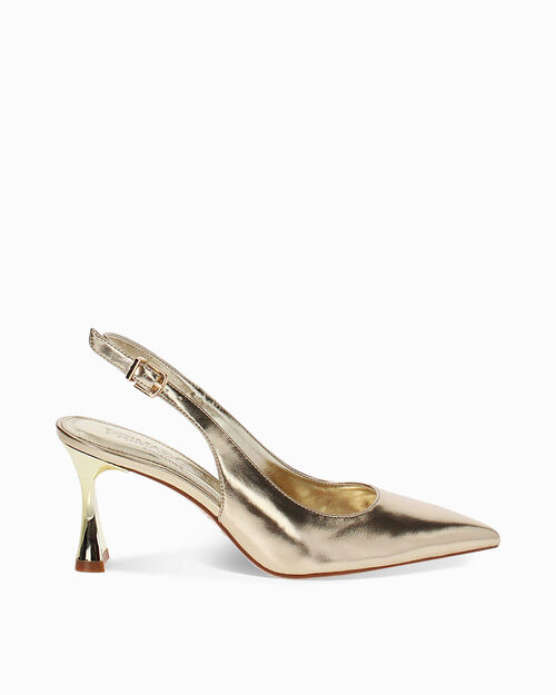 Zapato destalonado oro tac&oacute;n 7,5 cm, GOLD