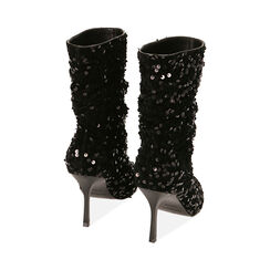 Ankle boots neri con paillettes, tacco 8,5 cm , Primadonna, 202162805PLNERO035, 003 preview