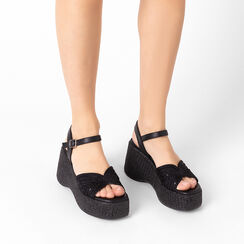 Compensées femme noires en raphia, Primadonna, 25P115628RFNERO035, 002 preview