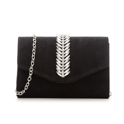 Pochette nera in microfibra con cristalli ,